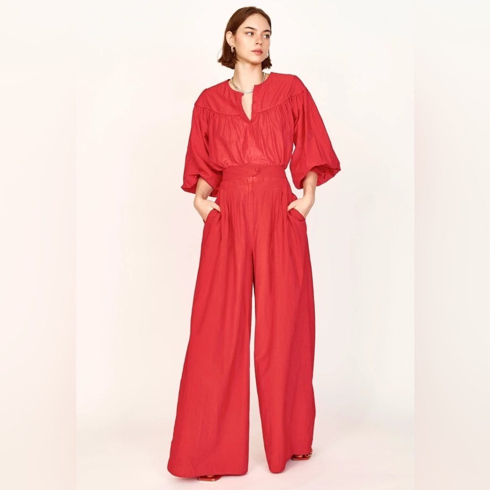 MIRTH OSLO BLOUSE IN RED Size Medium (I have matching pants, sold separately) - Picture 4 of 15